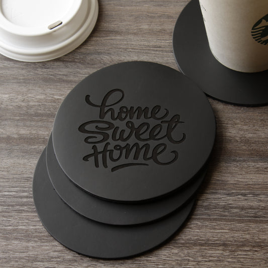 Custom Leather Coasters | Engraved Logo & Name Sets | SANTJAG