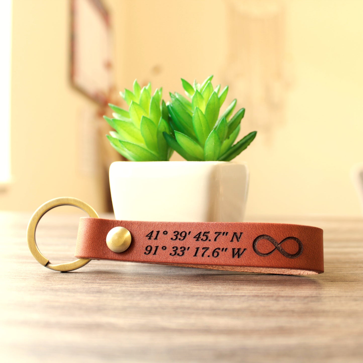 Coordinates Keychain | Gps Coordinates | Leather Keychains | 305 Leathers